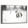 Framed wall art featuring a striking black and white fox design in a contemporary style, ideal for modern home decor and animal lovers, displayed in a stylish setting.