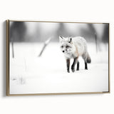 Framed wall art featuring a side view of a vibrant fox design, showcasing intricate details and a gold frame, perfect for wildlife enthusiasts and modern decor.