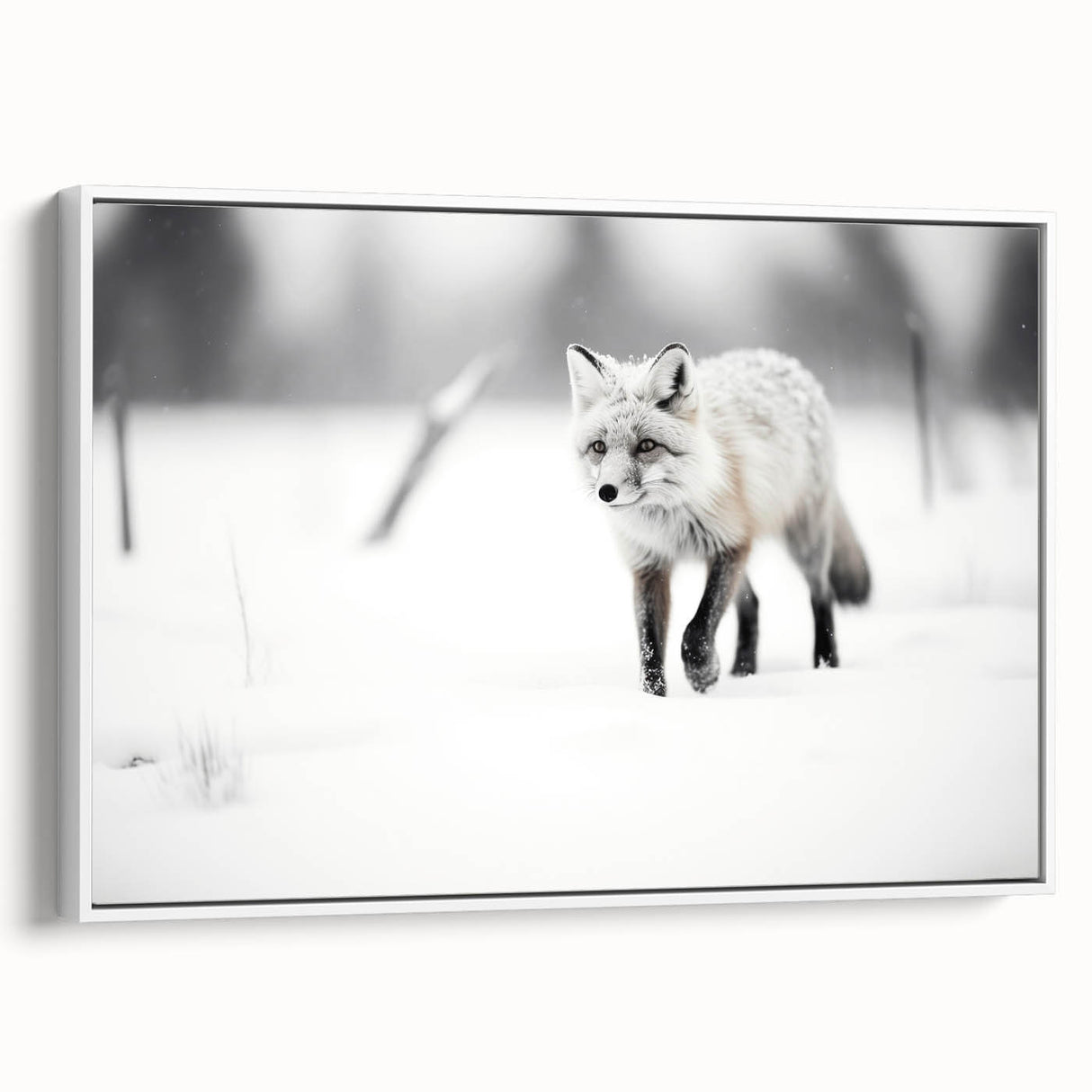 Framed canvas artwork featuring a vibrant fox design, showcasing rich colors and intricate details, perfect for wildlife enthusiasts and home decor.
