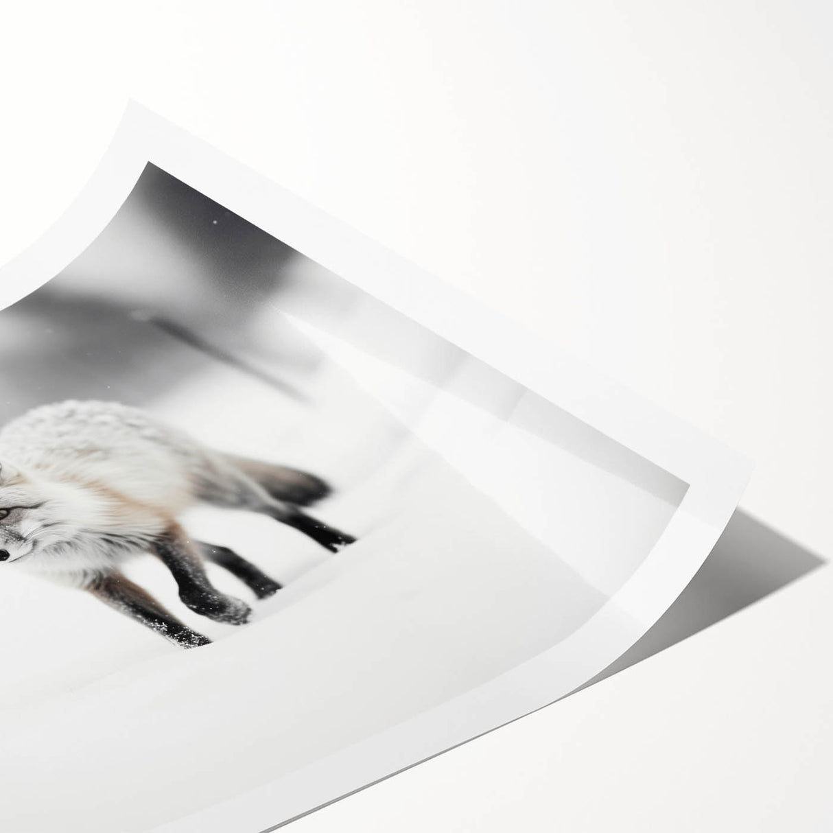 Vibrant rolled print of a stylized red fox in a wild landscape, showcasing intricate details and colors, ideal for nature-themed home decor. Perfect for animal lovers.