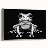 Framed wall art featuring a vibrant frog design from the Animals A Wild Life collection, showcasing intricate details and a silver frame, ideal for nature lovers.