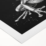 Vibrant rolled canvas wall art featuring a whimsical frog design in lush green tones, ideal for nature lovers and home decor enthusiasts, packaged for secure delivery.