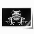 Vibrant wall art print featuring a colorful frog design, showcasing intricate details and textures, perfect for animal lovers and home decor enthusiasts.