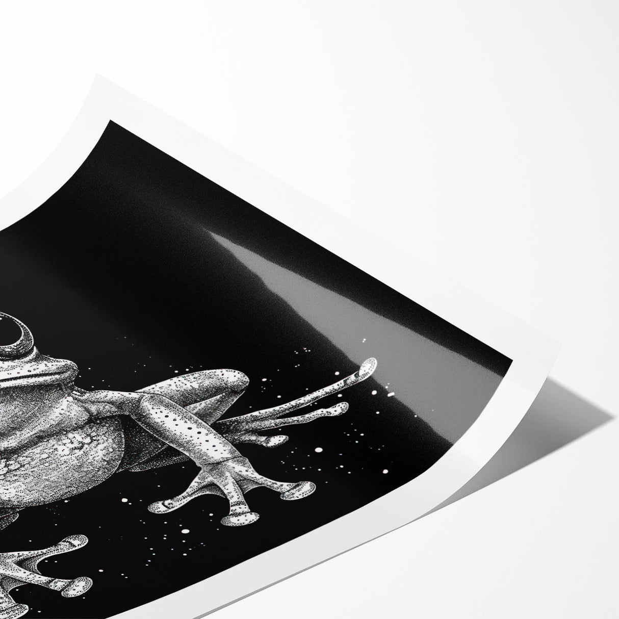 Vibrant frog-themed wall art print showcasing intricate details and vivid colors, perfect for wildlife enthusiasts and home decor. Ideal for adding a nature-inspired touch to any space.