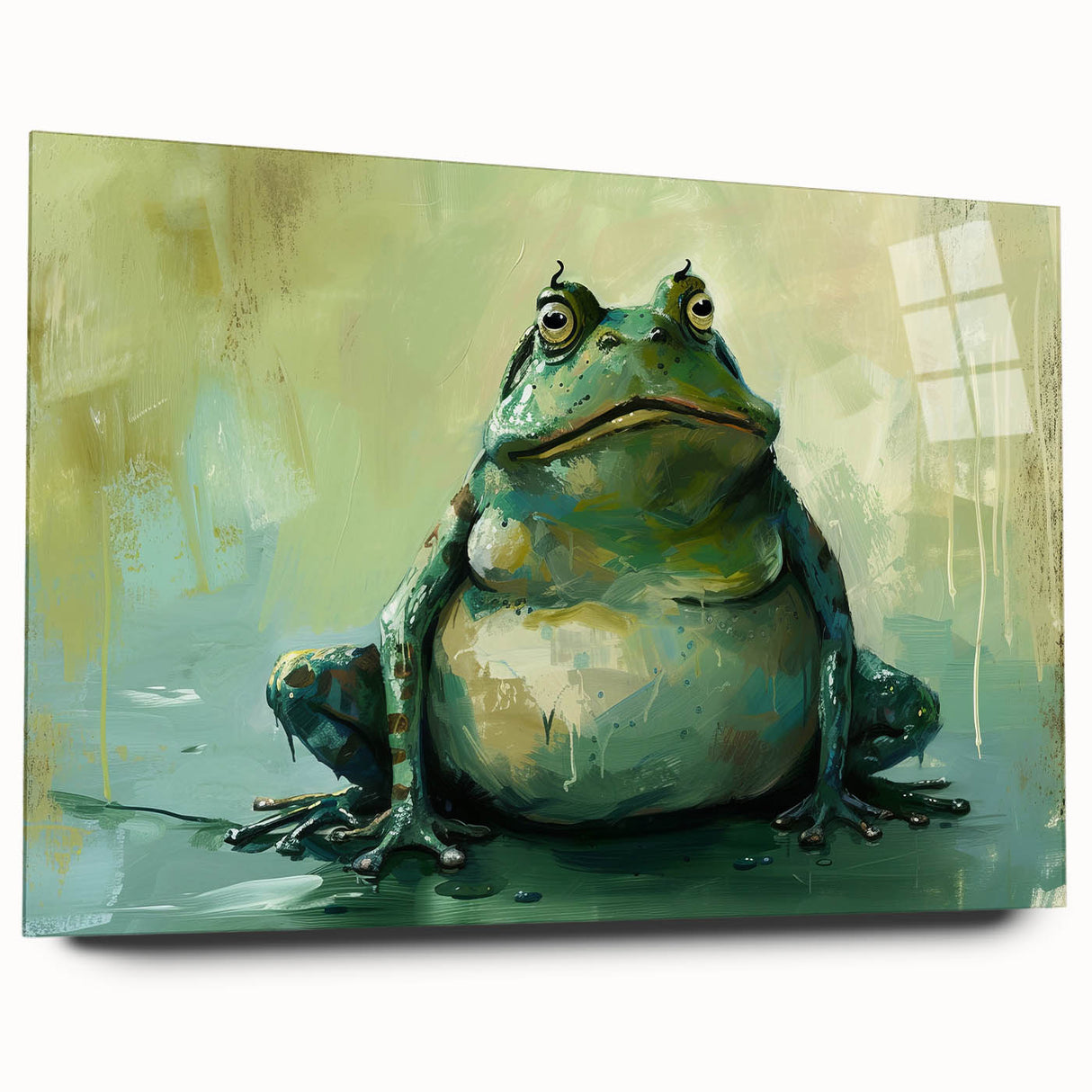 Vibrant acrylic wall art showcasing a colorful frog design from the "Animals: A Wild Life" collection, displayed in a side view without pins, perfect for nature-inspired decor.