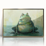 Framed wall art featuring a vibrant frog design in a gold-acrylic frame, showcasing intricate details and colorful patterns, perfect for wildlife enthusiasts.
