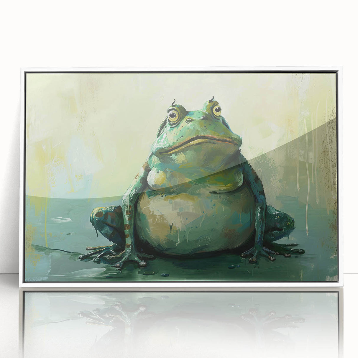 Framed wall art featuring a vibrant frog design from the Animals A Wild Life collection, displayed in a sleek white frame, perfect for nature-themed decor.