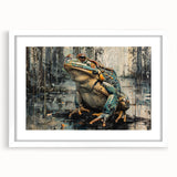 Framed wall art collection showcasing a vibrant frog design with a white mat, perfect for adding a playful touch to nature-themed decor. Ideal for animal lovers and eco-friendly spaces.