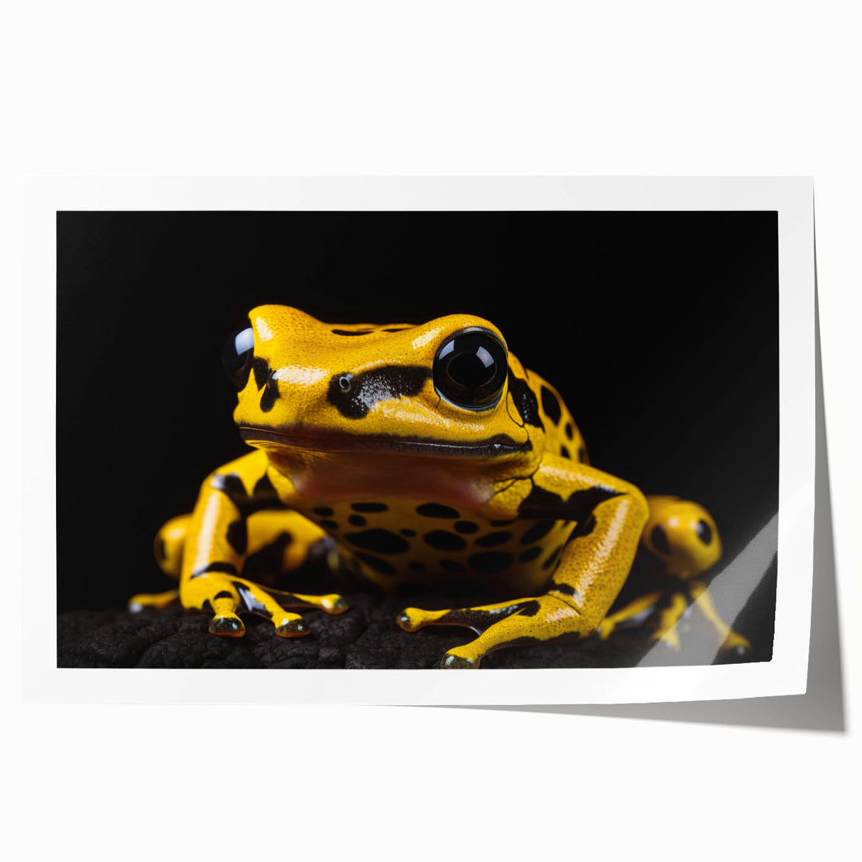 Colorful frog illustration in vibrant greens and blues, showcasing detailed patterns and textures, ideal for nature-themed wall art collections.