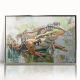 Framed wall art featuring a vibrant frog design from the "Animals a Wild Life" collection, set in an elegant silver frame with acrylic front. Perfect for nature lovers.