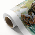 Vibrant rolled canvas wall art featuring a whimsical frog design, showcasing intricate details and bright colors, perfect for nature-themed decor in any room.
