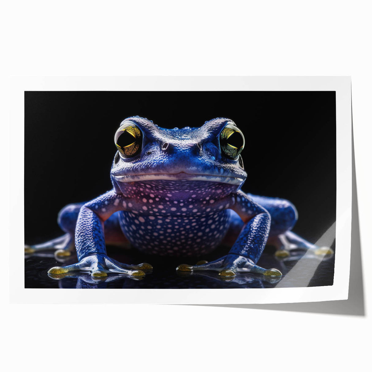 Vibrant frog-themed wall art print showcasing intricate details and bold colors, rolled and ready for framing, perfect for nature lovers and home decor enthusiasts.