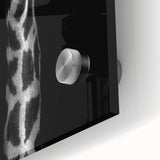 Close-up of a vibrant giraffe wall art design on acrylic glass, showcasing intricate details and colors, ideal for animal lovers and modern decor.
