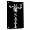 Acrylic glass wall art featuring a side view of a stylized giraffe design, showcasing vibrant colors and intricate details, perfect for animal-themed decor.