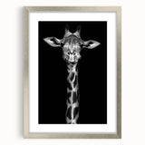 Framed wall art collection featuring a vibrant giraffe design with a silver mat, perfect for safari-themed decor, showcasing wildlife elegance in living spaces.