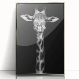 Framed acrylic wall art featuring a striking giraffe design, showcasing vibrant colors and intricate details, perfect for wildlife enthusiasts and home decor.
