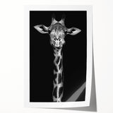 Vibrant wall art print featuring a stylized giraffe design, showcasing intricate patterns and bright colors, ideal for animal lovers and home decor enthusiasts.