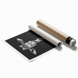 Giraffe-themed wall art print showcasing a vibrant African landscape with rich colors and intricate details, rolled for easy display or framing.