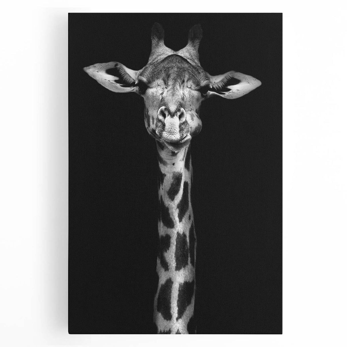 Elegant giraffe wall art on stretched canvas, showcasing a vibrant design with earthy tones, perfect for enhancing any wildlife-themed decor.