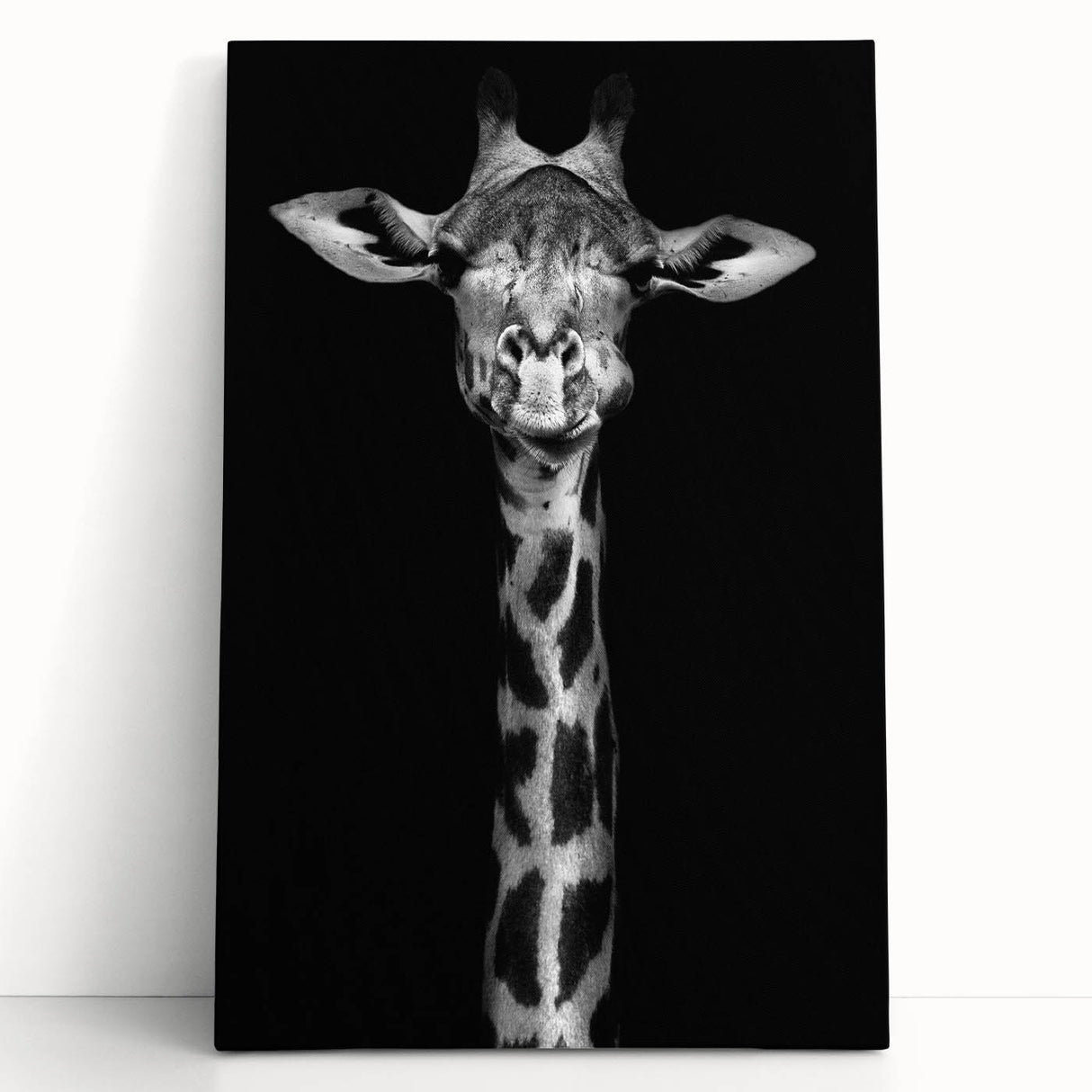 Giraffe-themed wall art on stretched canvas, showcasing vibrant colors and intricate details, perfect for adding a touch of wildlife decor to any space.