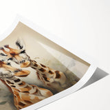 Giraffe-themed wall art print showcasing a vibrant, colorful design of a giraffe in a natural habitat, perfect for animal lovers and home decor enthusiasts.