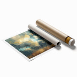 Giraffe wall art print showcasing a vibrant, abstract design with warm earth tones, ideal for home decor. Rolled canvas offers a unique wildlife aesthetic.