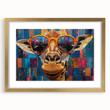 Giraffe-themed wall art collection showcasing a gold-framed design with a mat, perfect for enhancing modern home decor. Ideal for animal lovers and safari enthusiasts.
