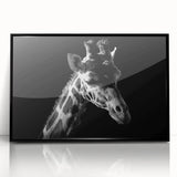Framed acrylic wall art featuring a vibrant giraffe design with a black frame, perfect for adding a touch of wildlife elegance to home decor. The artwork showcases the majestic giraffe in a colorful, artistic style, making it a captivating focal point in any room. Ideal for animal lovers and modern interior design.