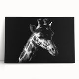 Stretched canvas wall art featuring a vibrant giraffe design, showcasing rich colors and intricate details, perfect for animal lovers and home decor enthusiasts.