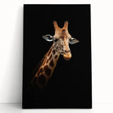 Vibrant giraffe-themed wall art design on stretched canvas, showcasing intricate details and rich colors, perfect for animal lovers and home décor enthusiasts.