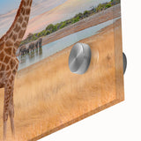Close-up of a vibrant giraffe wall art piece showcasing intricate details and colorful patterns, ideal for nature-themed decor and animal lovers' collections.