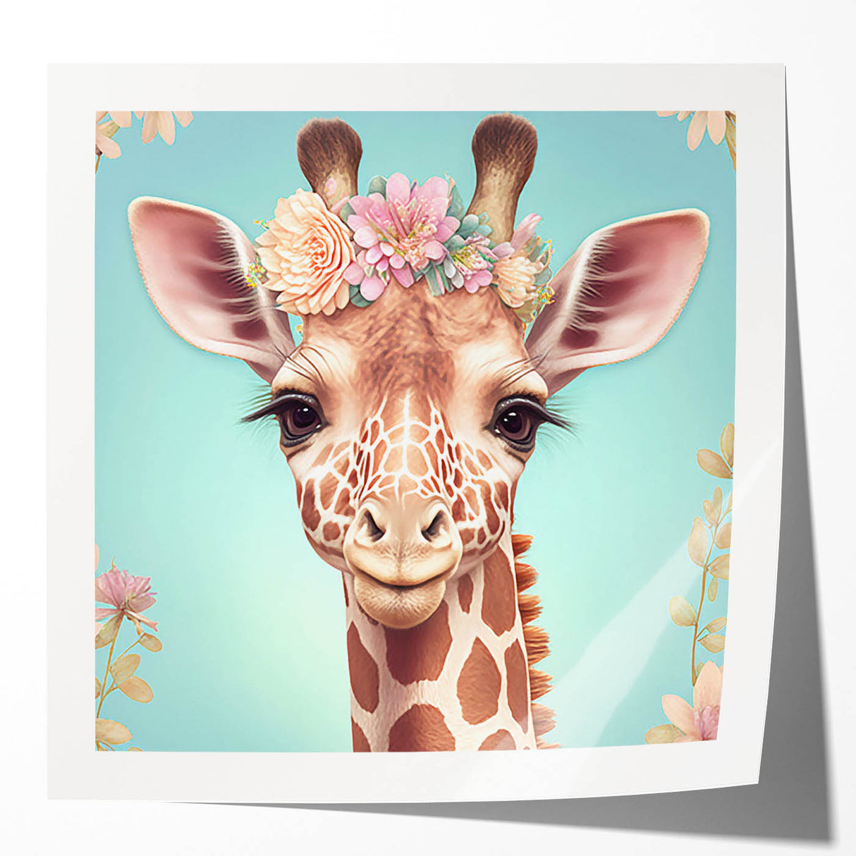 Vibrant wall art featuring a majestic giraffe design in a wild landscape, perfect for animal lovers and contemporary decor. Ideal for brightening any living space.
