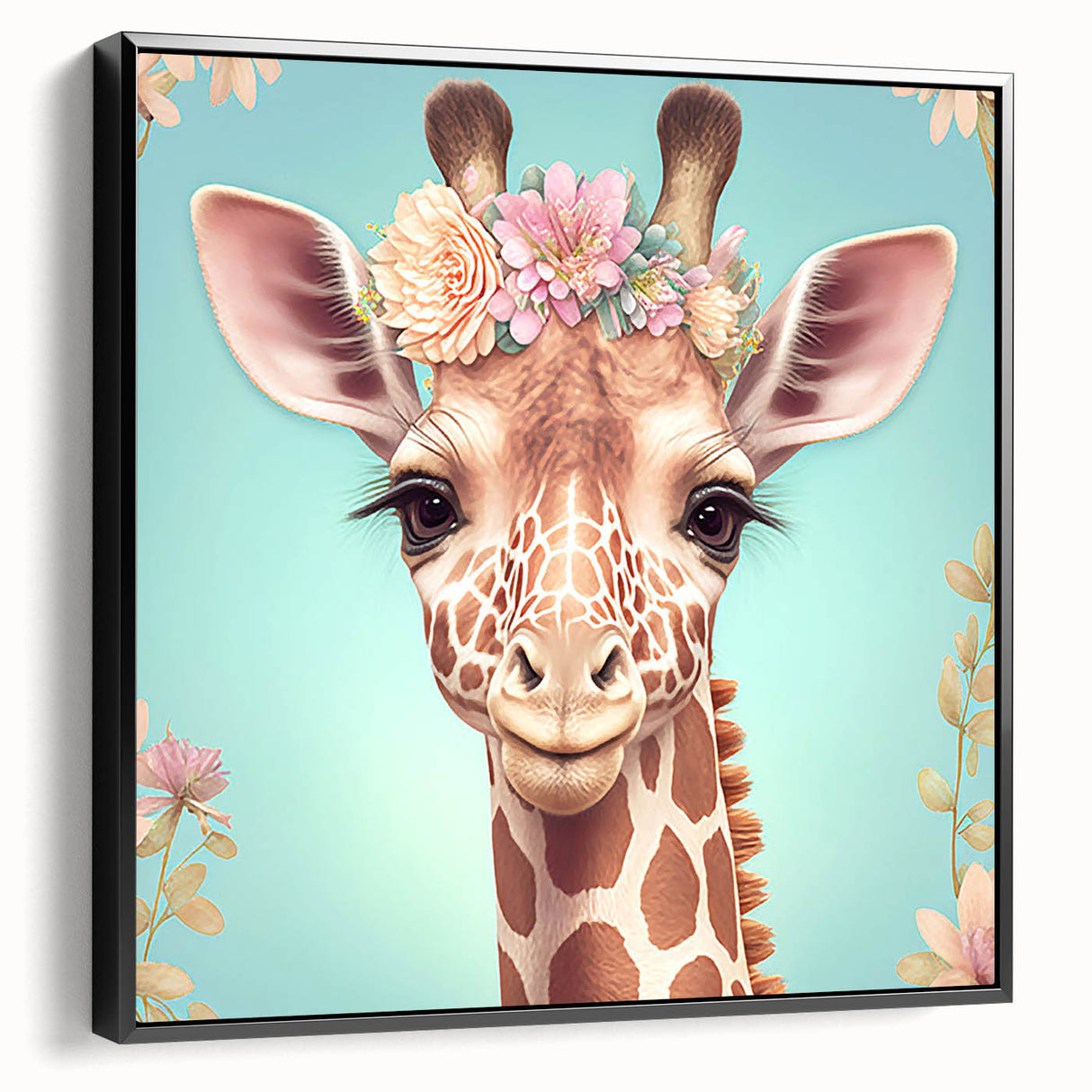 Framed wall art featuring a side view of a giraffe in a minimalist black design, perfect for modern decor enthusiasts seeking unique animal-themed home accents. The piece adds a touch of elegance and wildlife charm to any space.
