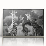 Framed acrylic wall art featuring a stunning giraffe design, showcasing vibrant colors and intricate details, perfect for enhancing any modern interior decor.