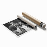 Giraffe-themed wall art print showcasing a stylized design with vibrant colors, ideal for enhancing home decor or wildlife-themed spaces. Packaged in a protective tube for delivery.