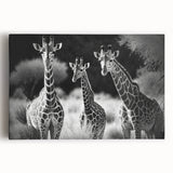 Stretched canvas wall art depicting a vibrant giraffe design in a natural setting, showcasing intricate details and rich colors, perfect for animal lovers' decor.