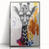 Framed acrylic wall art featuring a stunning giraffe design, showcasing vibrant colors and intricate details, perfect for adding a touch of wildlife elegance to home decor.