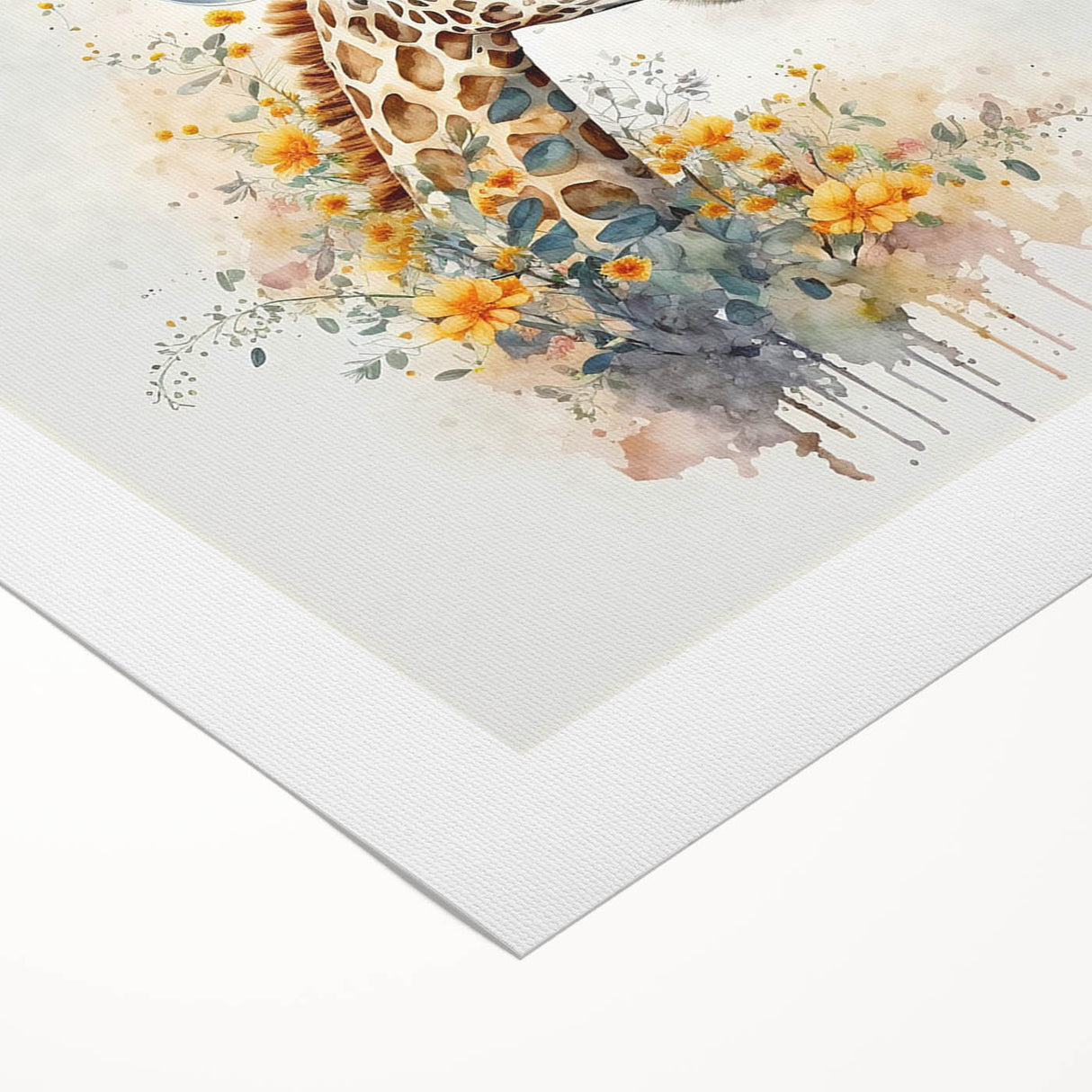 Giraffe-themed wall art on rolled canvas, showcasing a vibrant design with earthy tones, perfect for animal lovers and home decor enthusiasts.