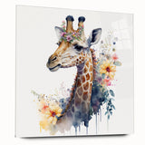 Side view of a giraffe wall art piece in acrylic glass, showcasing vibrant colors and intricate details, perfect for wildlife enthusiasts and home decor.