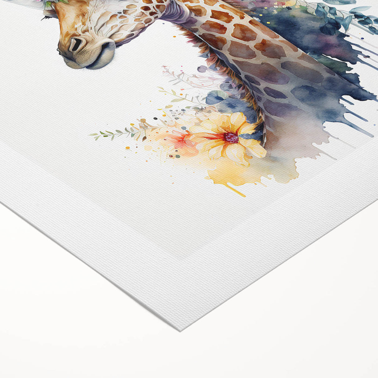 Giraffe-themed rolled canvas wall art showcasing a vibrant wildlife design, featuring rich colors and intricate details, perfect for home decor.