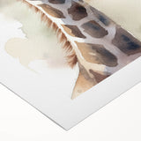 Rolled canvas artwork showcasing a vibrant giraffe design, perfect for wildlife enthusiasts, featuring rich colors and intricate details, ideal for home decor.