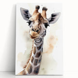 Giraffe-themed wall art design on stretched canvas, showcasing vibrant colors and intricate details, perfect for adding a touch of wildlife decor to any room.