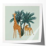 Glossy wall art collection featuring a vibrant giraffe design, showcasing intricate details and colors, perfect for animal-themed decor in modern spaces.