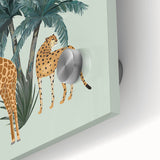 Close-up of a vibrant giraffe wall art piece, showcasing intricate details and colors on acrylic glass, perfect for enhancing any wildlife-themed decor.