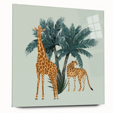 Acrylic wall art piece showcasing a colorful giraffe design in a side view, perfect for animal lovers and wildlife enthusiasts, adding a vibrant touch to any room.