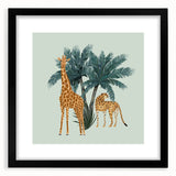 Giraffe-themed wall art collection featuring a striking black frame and mat, showcasing a colorful wildlife design perfect for animal lovers and home decor enthusiasts.