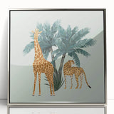 Framed acrylic wall art featuring a stunning giraffe design, showcasing vibrant colors and intricate details, perfect for enhancing any room's decor.