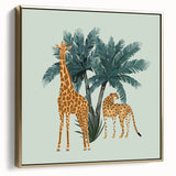 Framed wall art featuring a gold side view of a giraffe, showcasing intricate details and vibrant colors, perfect for animal lovers and home decor enthusiasts.