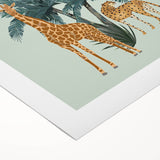Rolled canvas artwork showcasing a vibrant giraffe design, perfect for animal lovers and home decor enthusiasts, featuring rich colors and intricate detailing.
