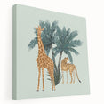 Side view of a vibrant giraffe wall art design, showcasing detailed textures and colors on stretched canvas, perfect for enhancing home decor with a wild life theme.